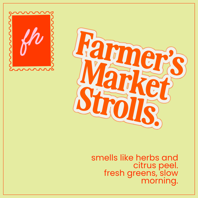 failed hobbies 'farmer's market strolls' candle — lit, with flame