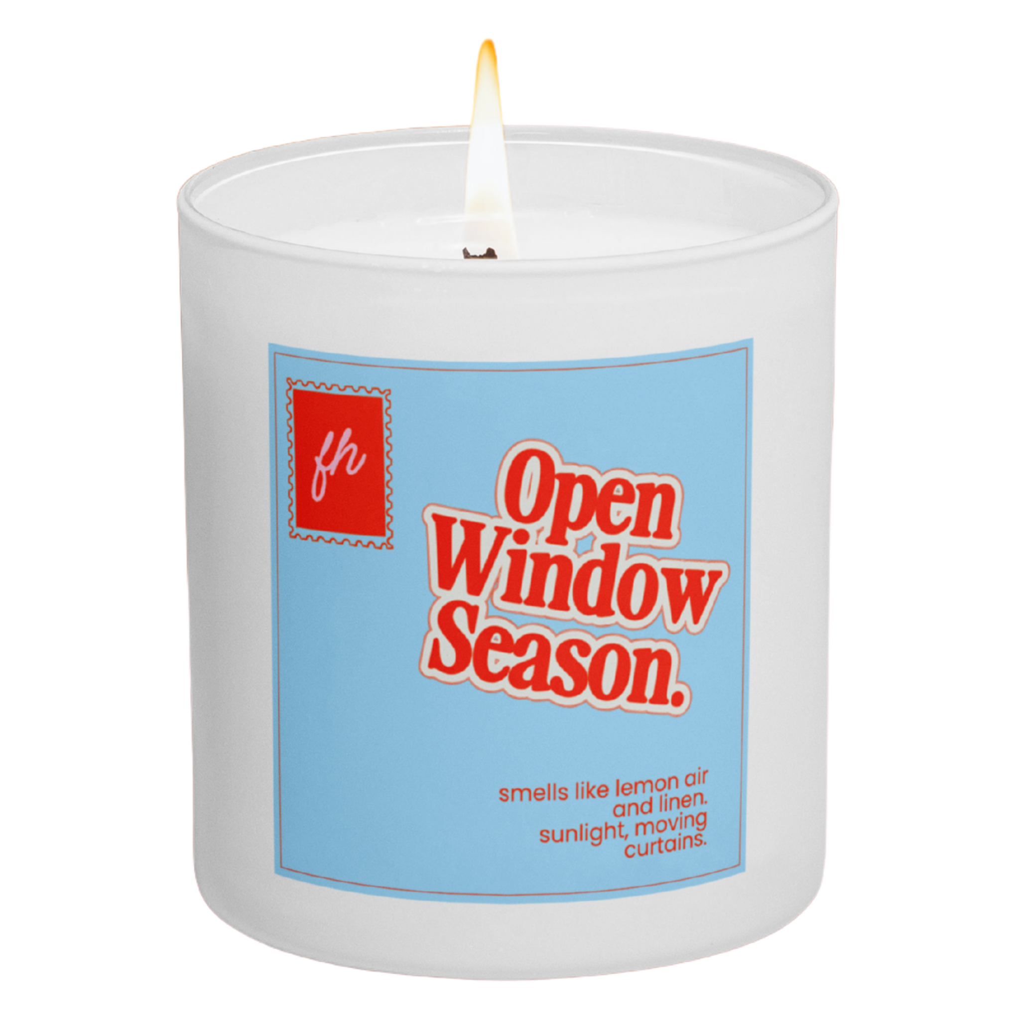 failed hobbies 'open window season' candle — lemon air and linen, hand-poured in austin