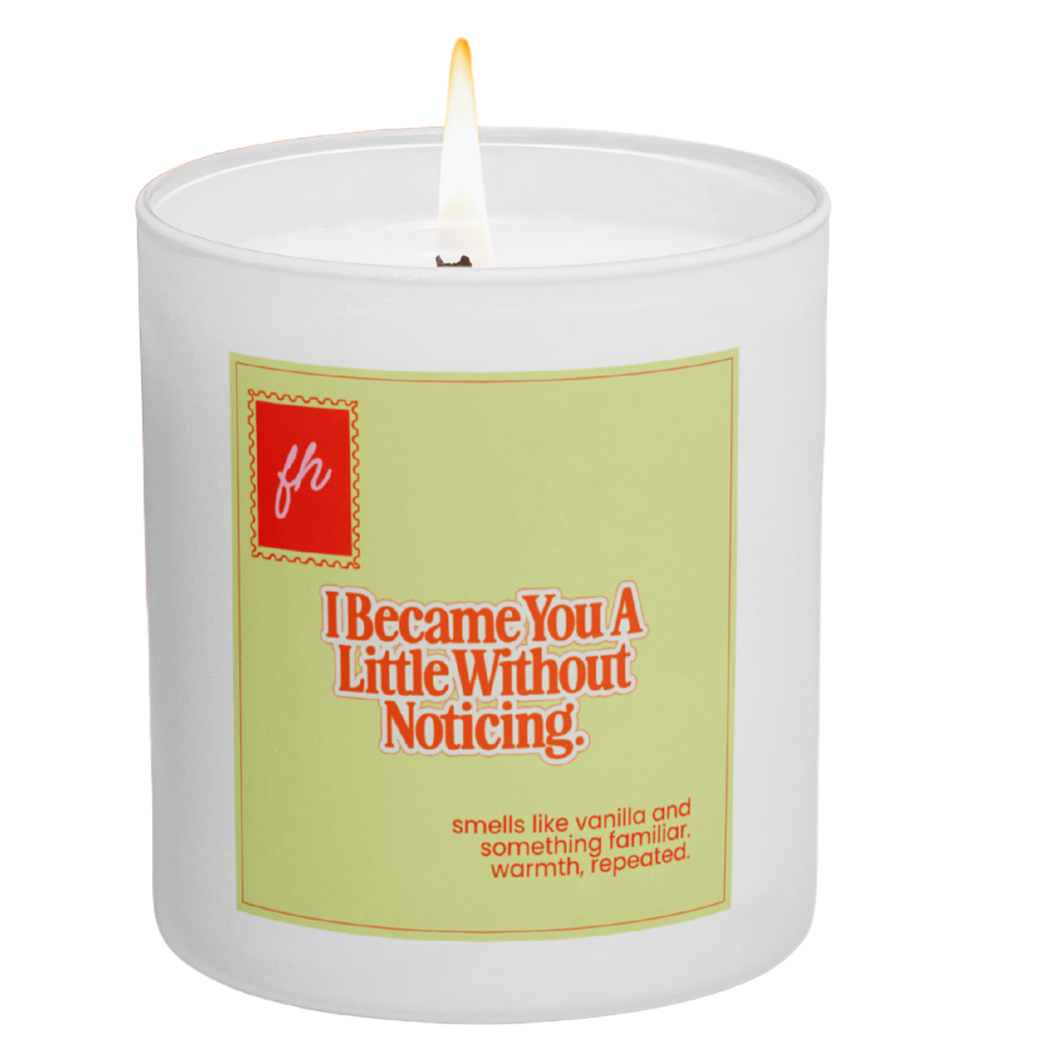 failed hobbies 'i became you a little without noticing' candle — vanilla and something familiar, hand-poured in austin