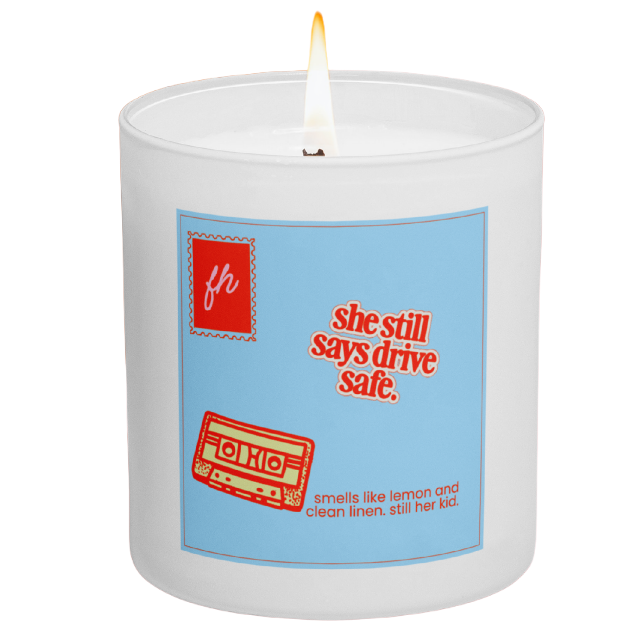 failed hobbies 'she still says drive safe' candle — lemon and clean linen, hand-poured in austin