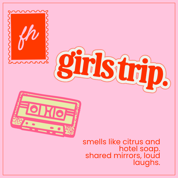 failed hobbies 'girls trip' candle — lit, with flame