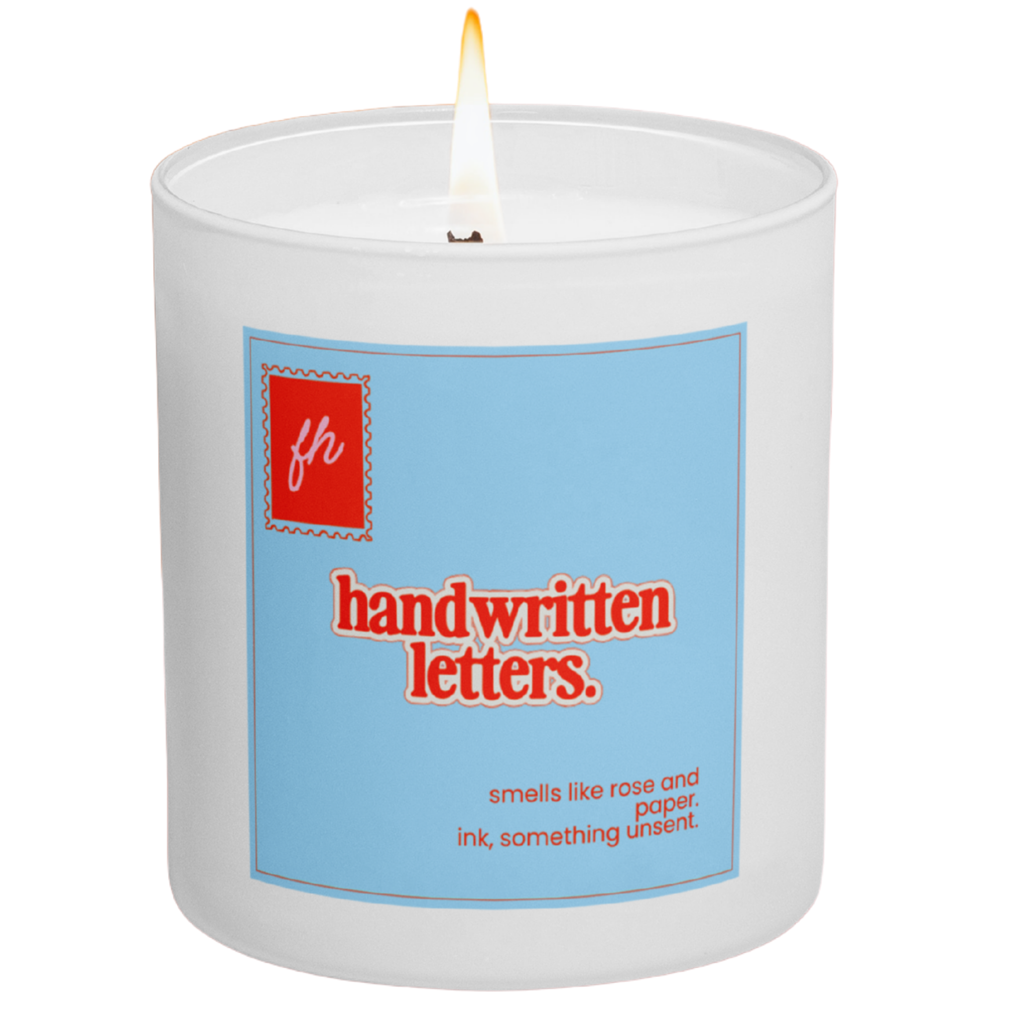 failed hobbies 'handwritten letters' candle — rose and paper, hand-poured in austin