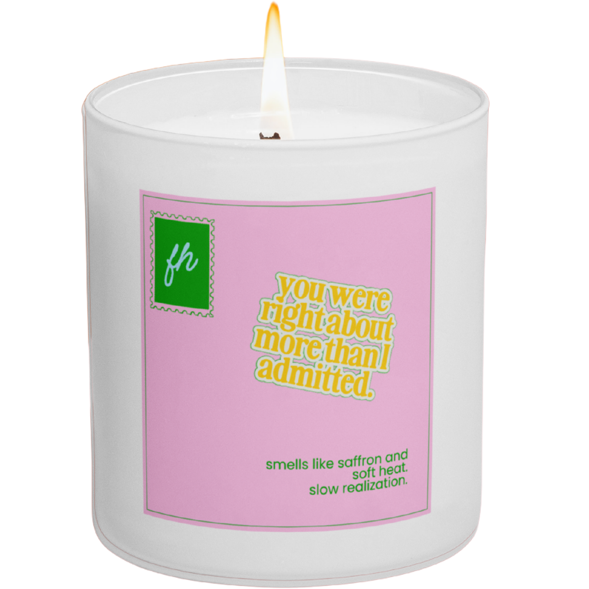 failed hobbies 'you were right about more than i admitted' candle — saffron and soft heat, hand-poured in austin