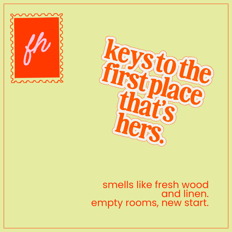 failed hobbies 'keys to the first place that's hers' candle — lit, with flame