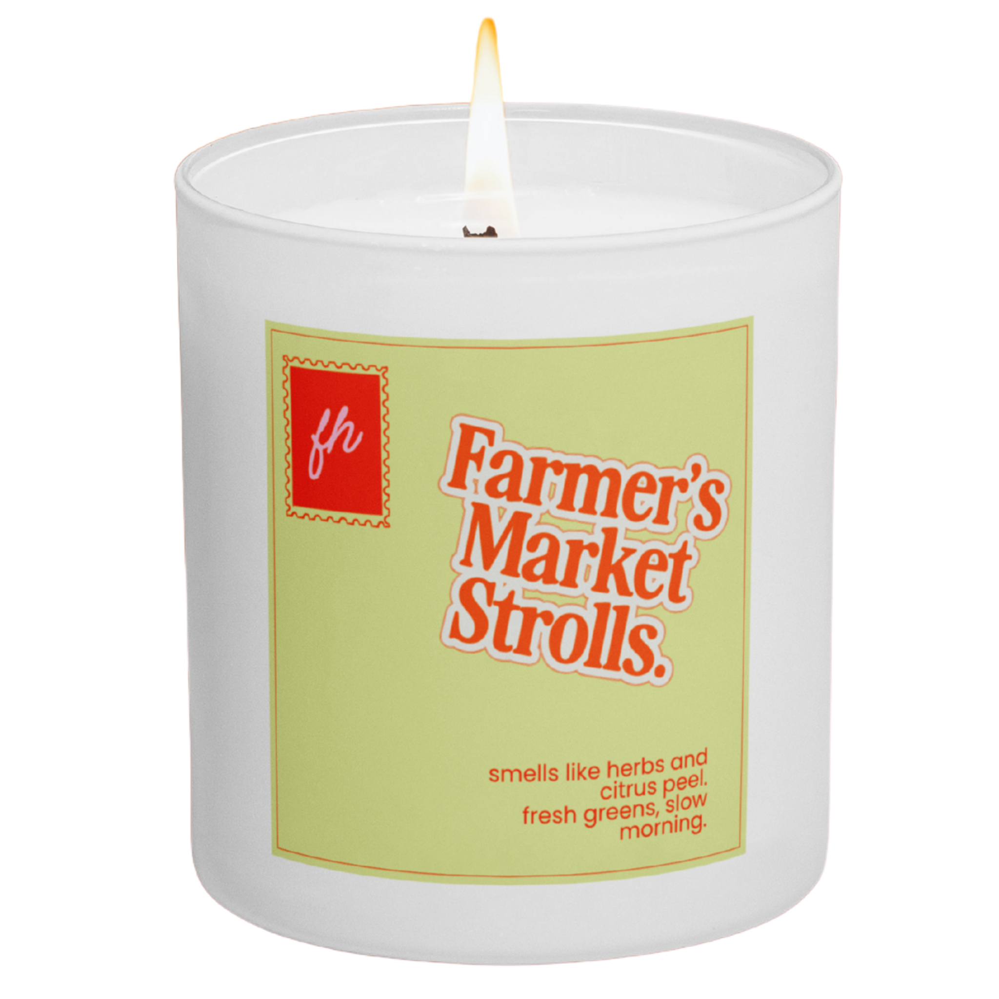 failed hobbies 'farmer's market strolls' candle — herbs and citrus peel, hand-poured in austin