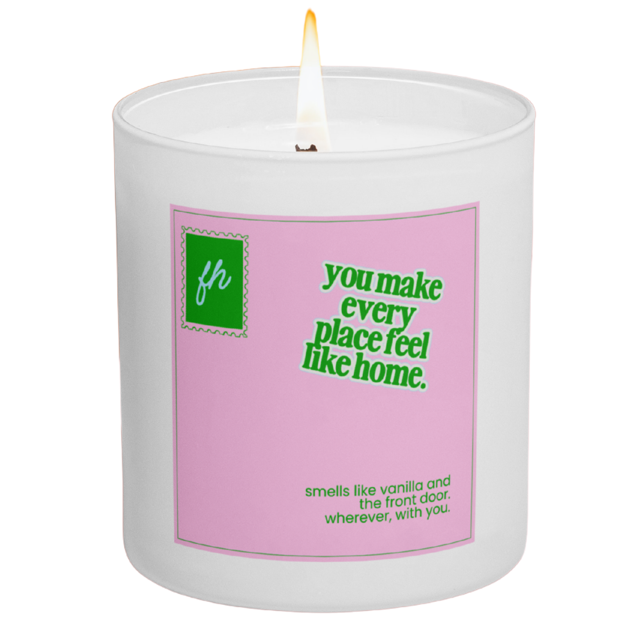 failed hobbies 'you make every place feel like home' candle — vanilla and the front door, hand-poured in austin