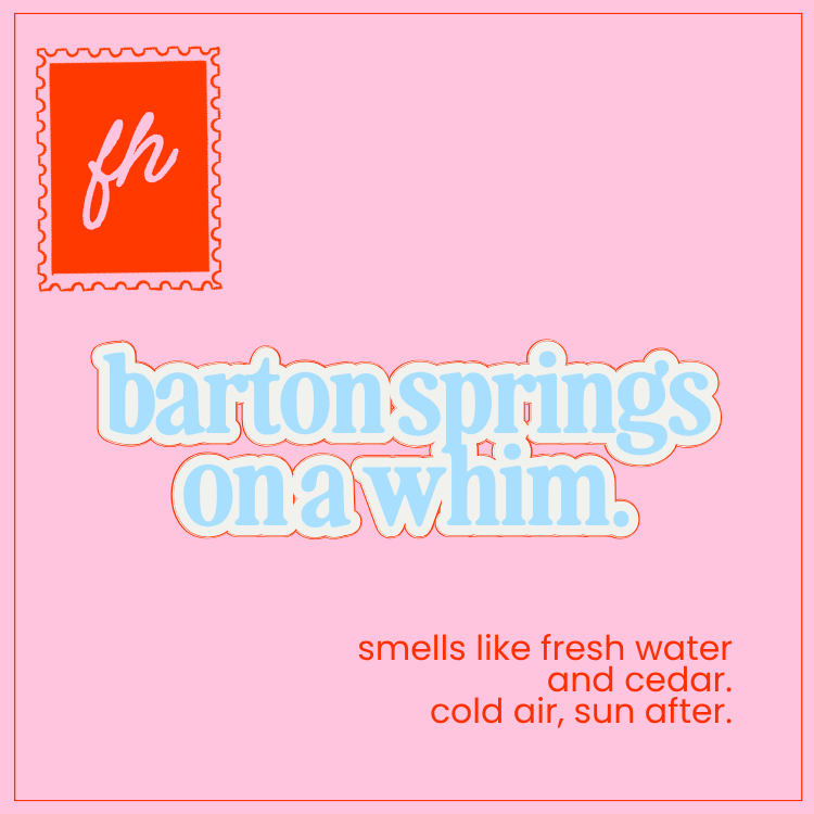 failed hobbies 'barton springs on a whim' candle — lit, with flame