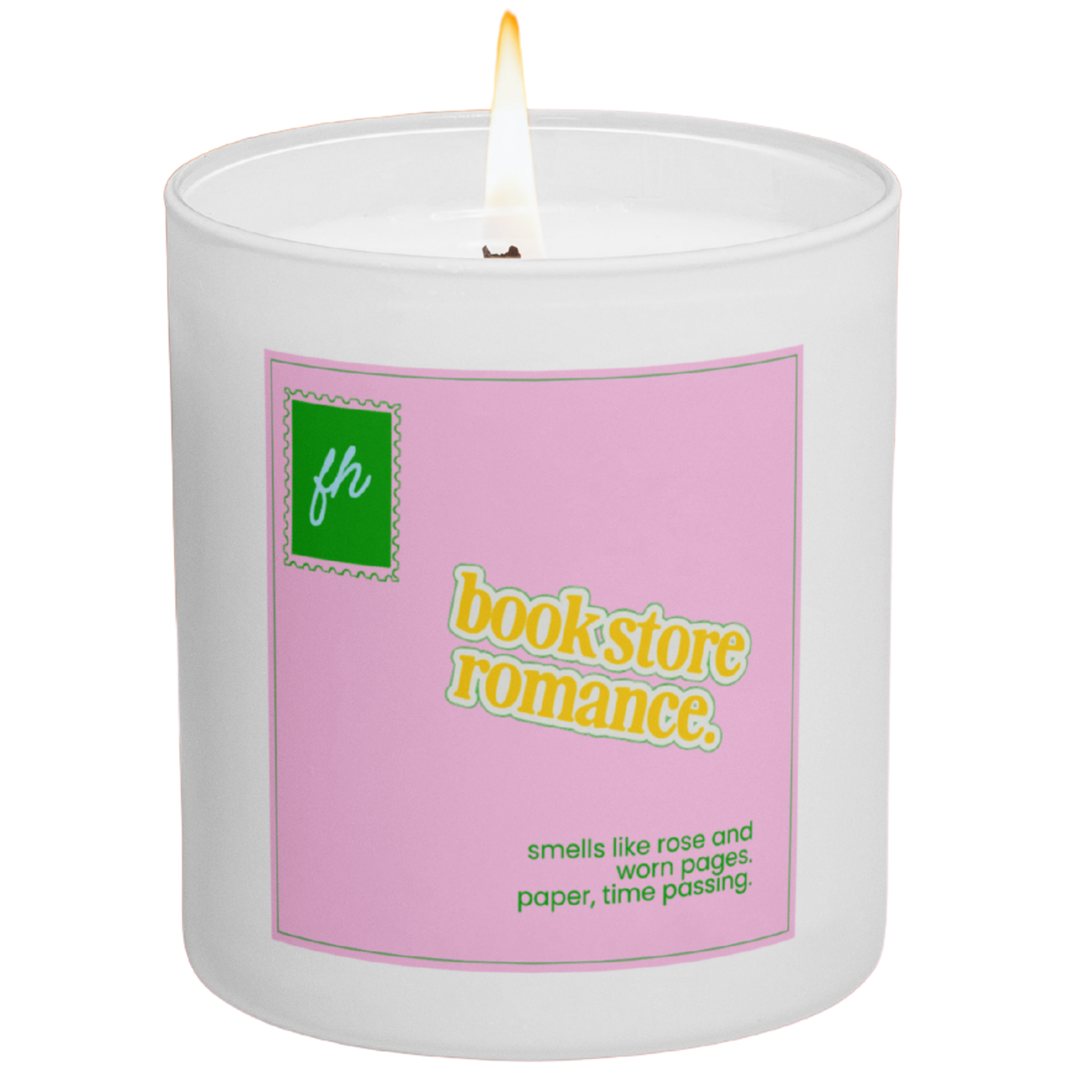 failed hobbies 'bookstore romance' candle — rose and worn pages, hand-poured in austin