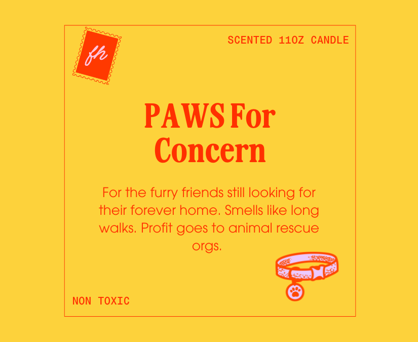 Paws For Concern Candle 11oz | Animal Rescue Scented Glass Candle