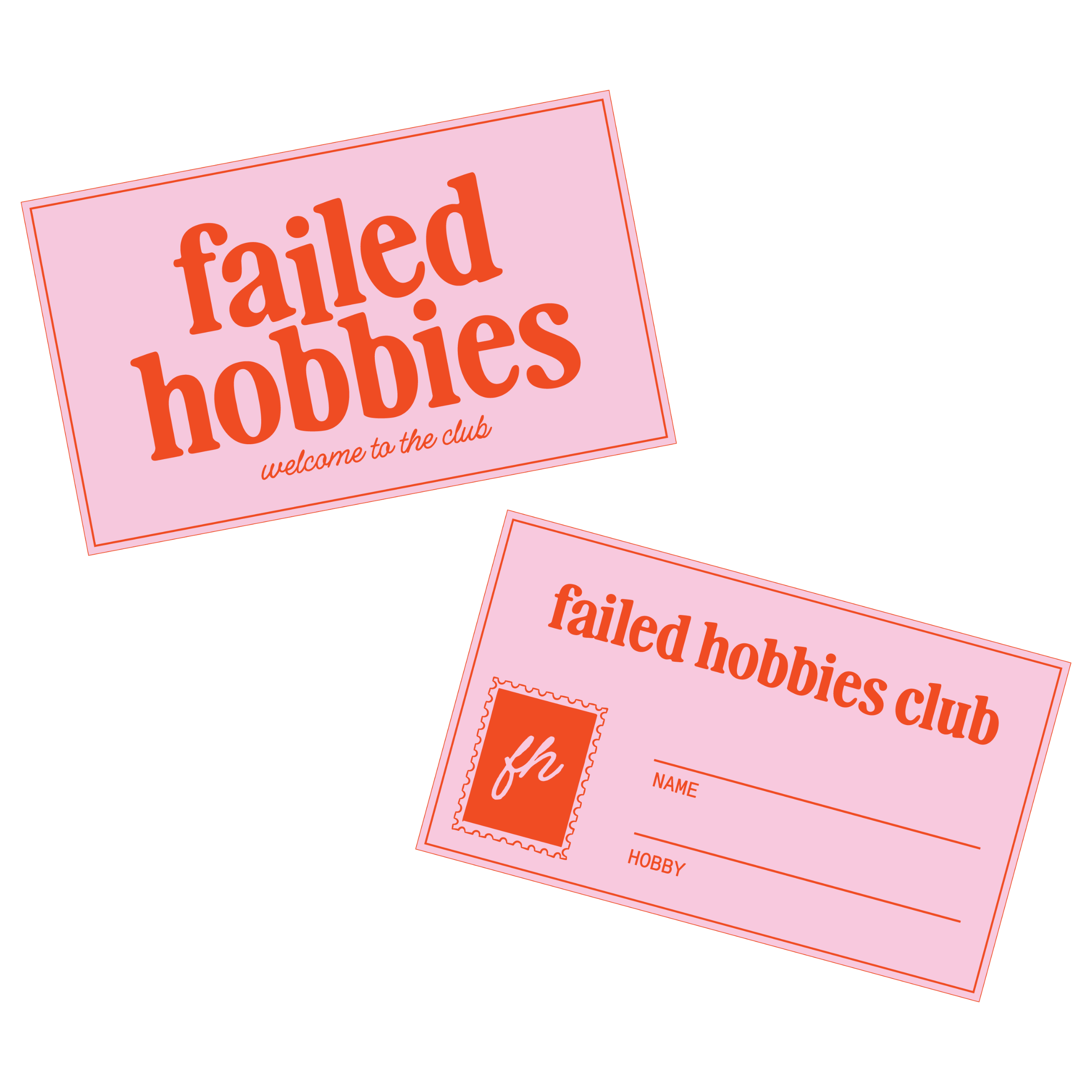 Failed Hobbies Club pink cards