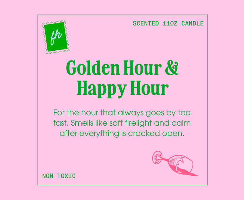Golden Hour & Happy Hour Candle, 11oz Glass Candle | Soft Firelight Scent